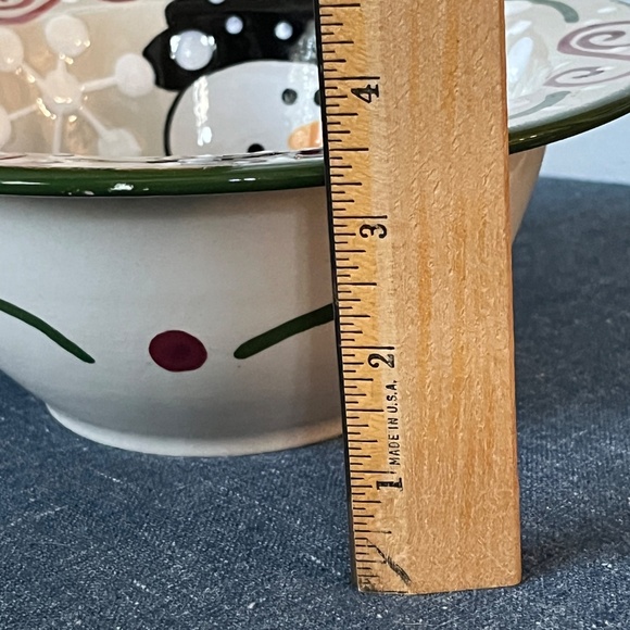 Expressly Yours Pottery Snowman Round Bowl Serving Christmas Candy 8.75" X 3.25" - Picture 4 of 7
